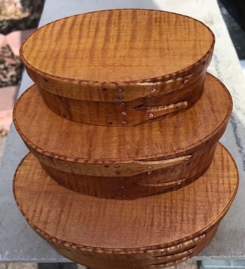 Tiger maple Shaker oval boxesstack of 3 image 3