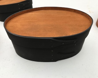 Shaker oval box size # 3 recessed top pitch black milk paint Made To Order