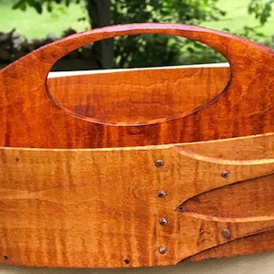 Tiger maple Shaker oval divided carrier Handcrafted Made to order