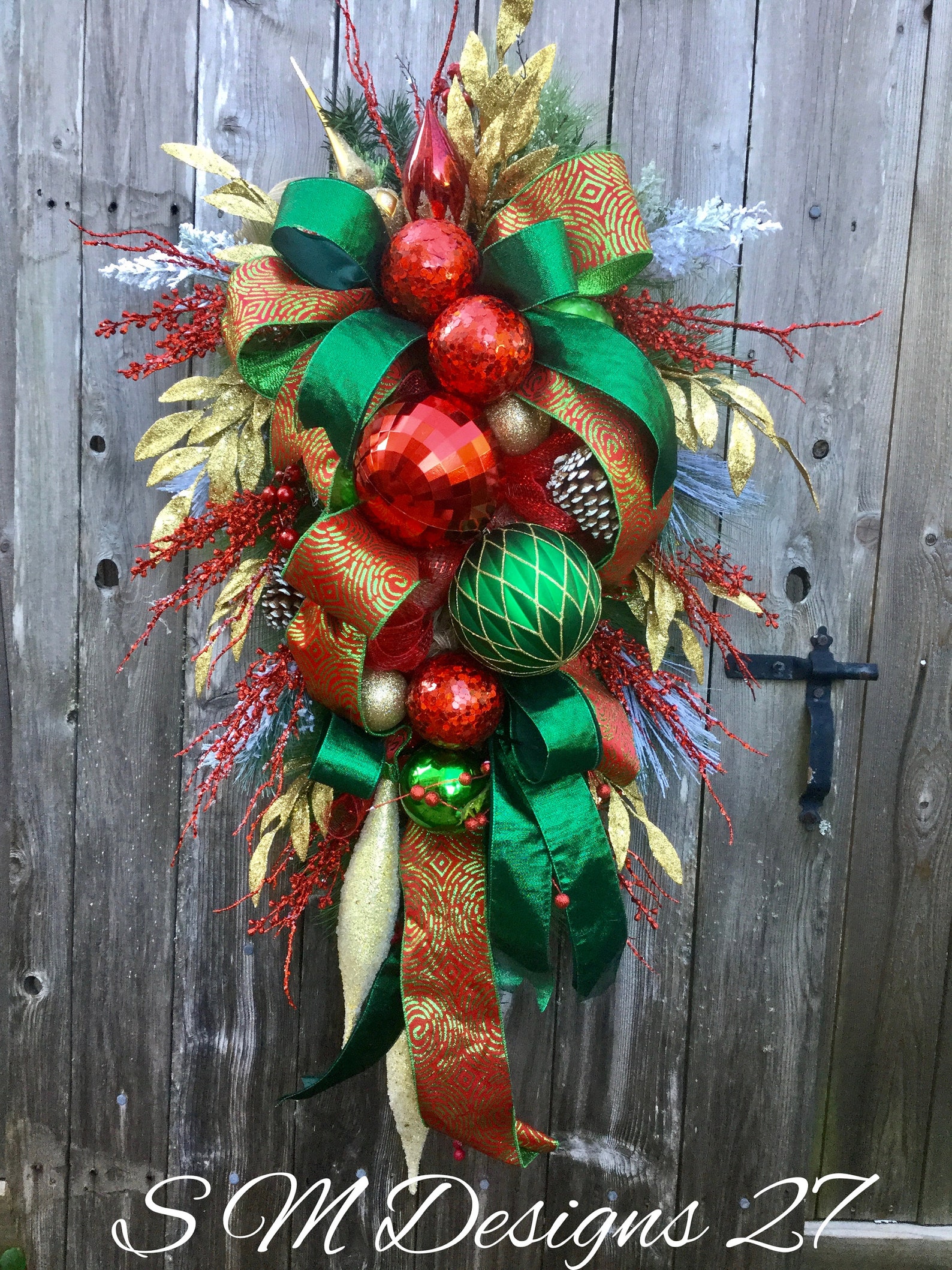 Christmas Swag Christmas Wreath Designer Ribbons Christmas Etsy