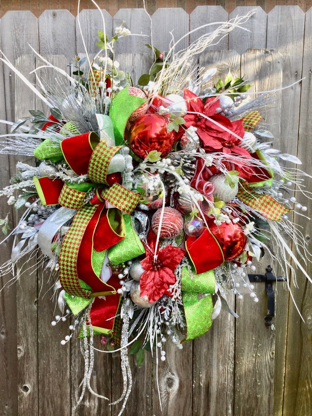Elegant Wreath, Red and Green Wreath, Deluxe Christmas Wreath, Red and