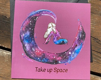 Tarjeta de felicitación con lámina cuadrada - Ocupar espacio - Cuerpo Normativo, Divertido, Relatable, Positivo, Trippy / Tarjetas de felicitación / Mini impresión