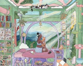 Impresión de arte A4 - My Happy Place - Una obra de arte para sumergirse y mirar para descubrir y redescubrir - Decoración o regalo ideal para el hogar,