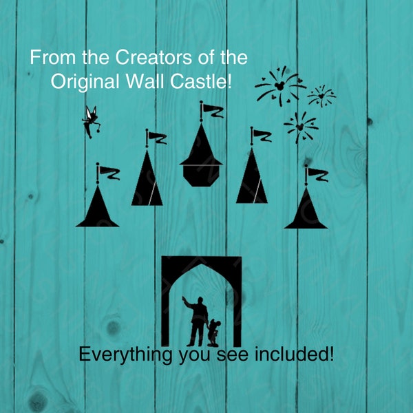 Disney Castle Wall Decal | Fireworks & Tinkerbell Included | Disney Castle Photo Castle Decal | Disney Castle Sticker | Disney Photo Wall