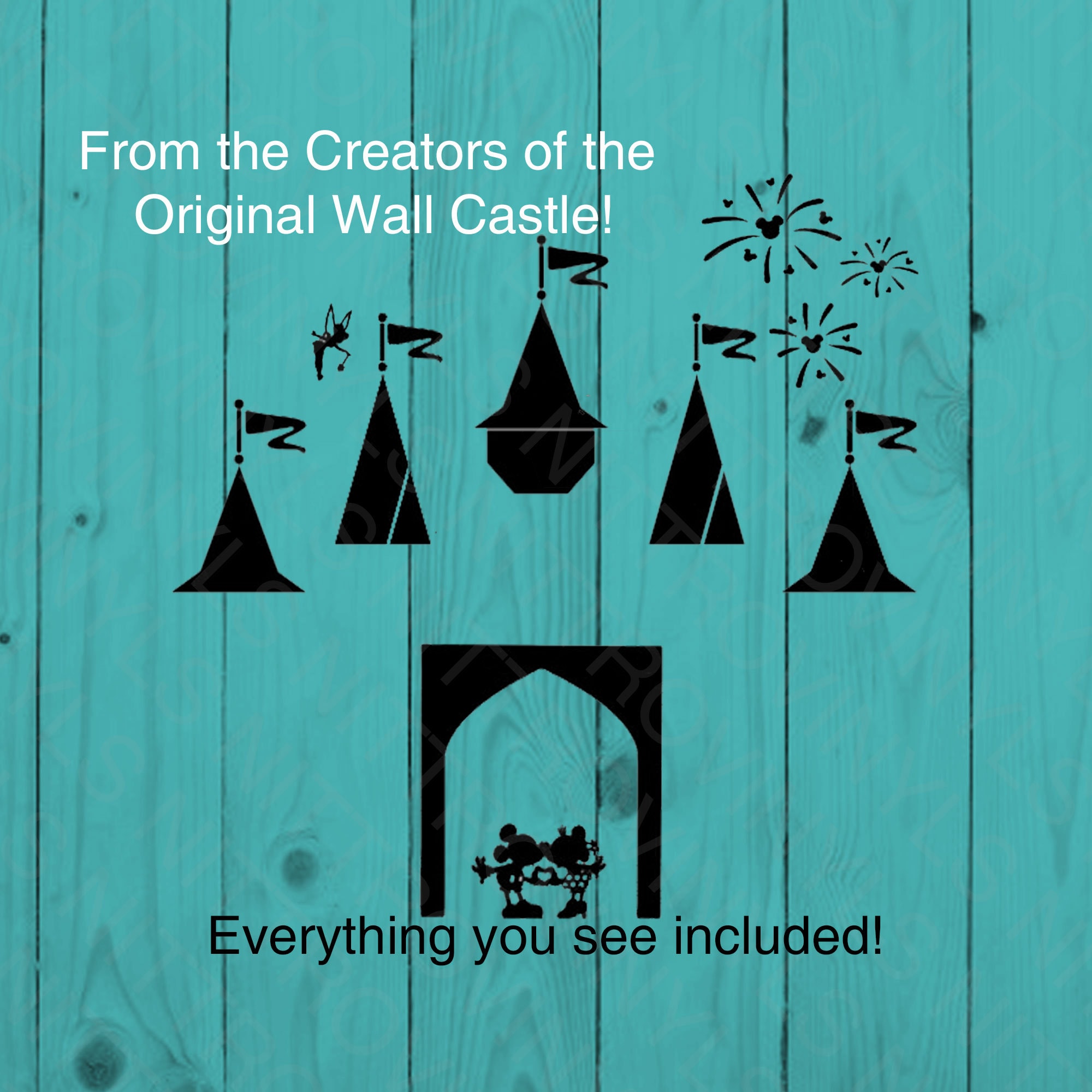 Disney Mickey Castle Wall Decal Tinkerbell and Fireworks Etsy