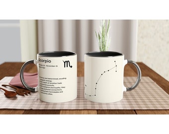 Scorpio Zodiac Star Sign 11oz Ceramic Mug with Black Inside and Handle