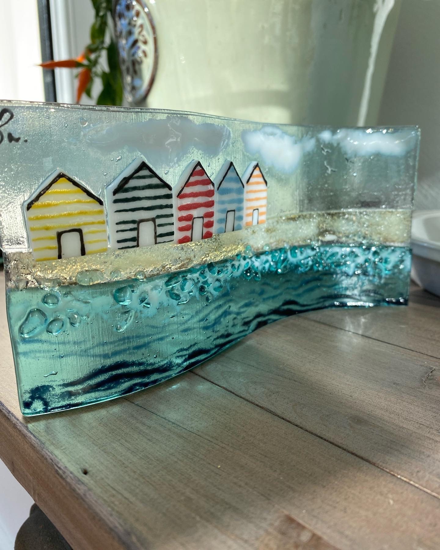 Fused Glass Beach Huts Etsy UK