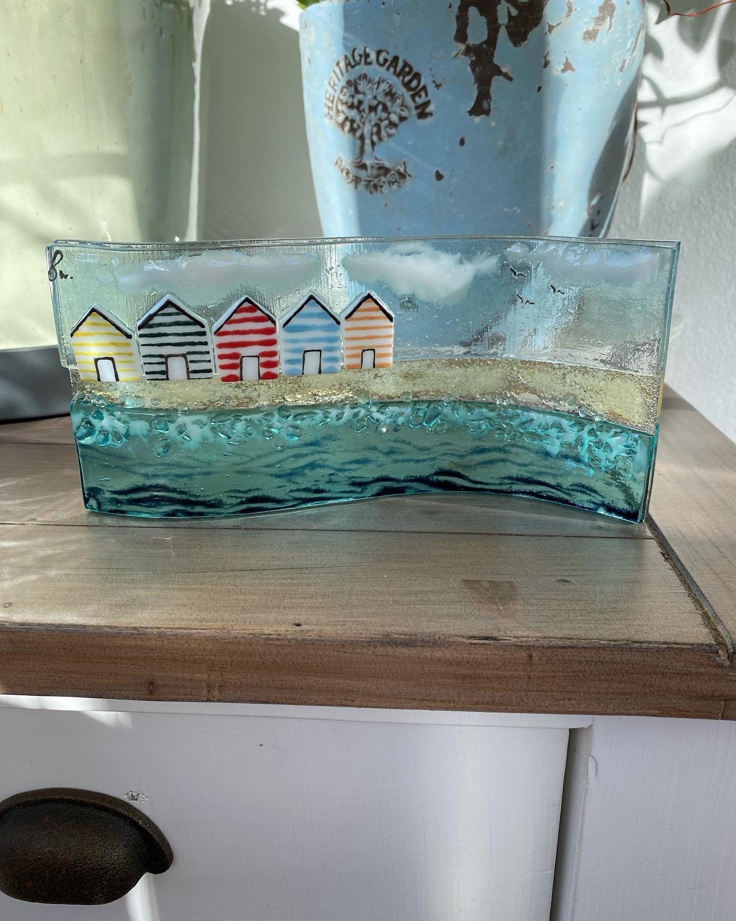 Fused Glass Beach Huts Etsy UK
