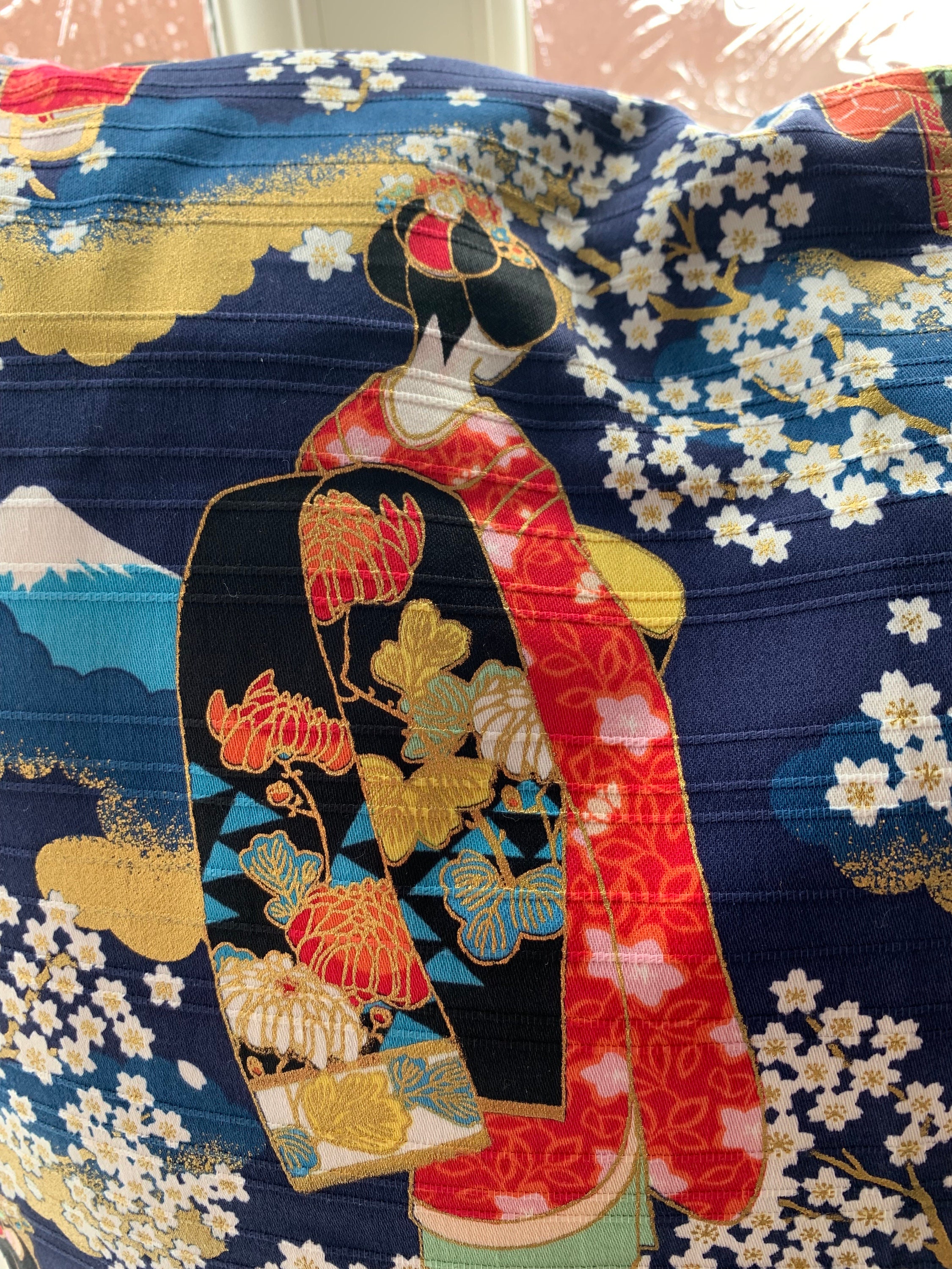 Gold Geisha Geisha Girls With Gold Metallic on Navy and Royal Blue Background ...