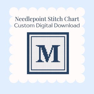 Customizable Initial Square Digital Needlepoint Stitch Chart