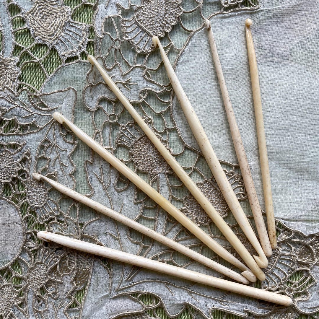 Antique Carved Bone Crochet Hooks Antique Haberdashery Items A Group