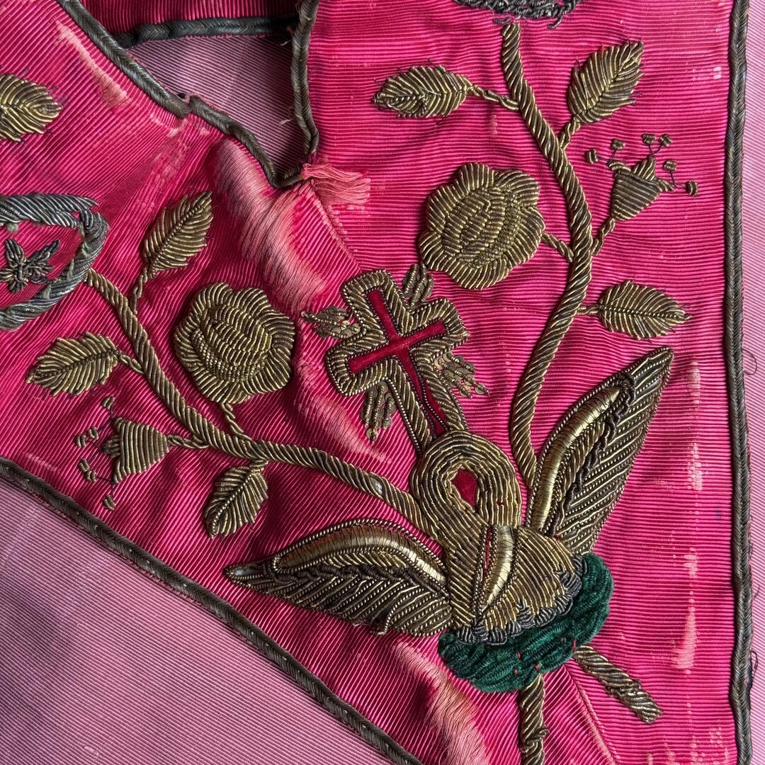 Scottish Rite Ribbon Antique Lodge Sash / Collar Ribbon, Raspberry Pink, Masonic Scottish ...