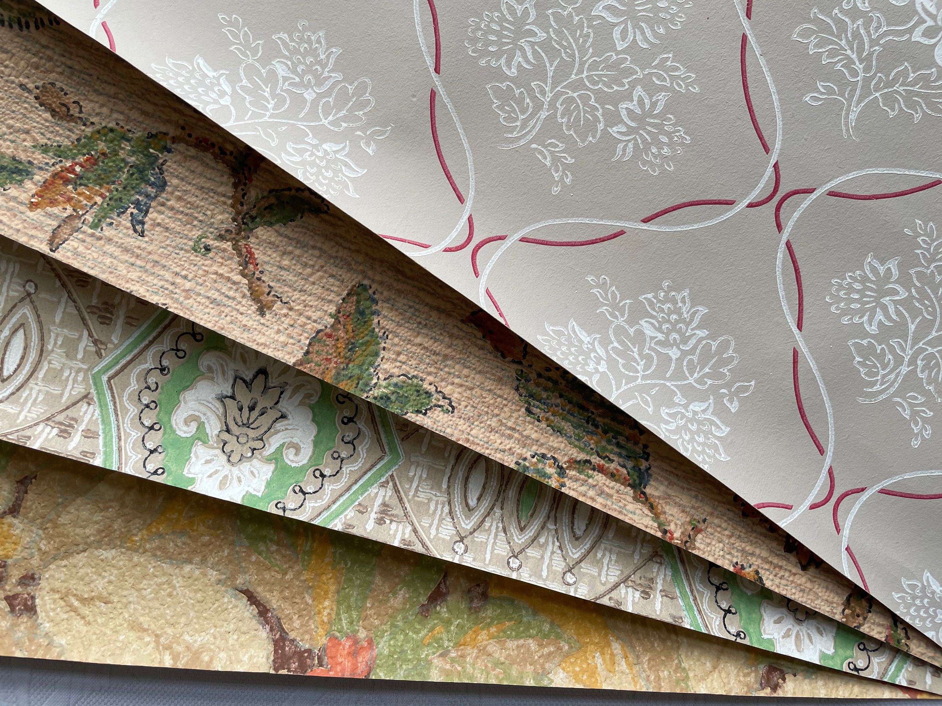 Vintage Wallpaper Scraps Embossed Textured Weave 1930's Etsy