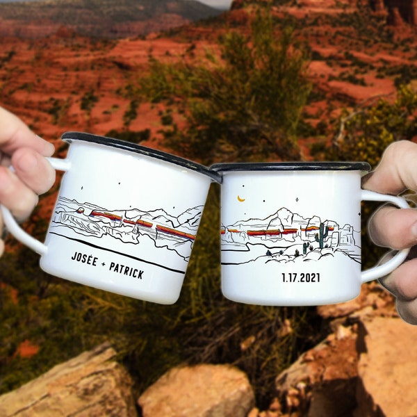 Customizable Desert Camp Mug, 1 mug Rustic Red Rocks Southwest AZ-CO Coffee Cup Engagement gift for Couple, National Parks camping, 11oz