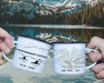 Lake Tahoe Camp Mug: Personalized Couple Gift, Alpine Mountain Design