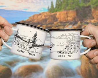 Acadia-Nationalpark Camp Tasse: Personalisierte Maine Geschenk, Strand Camping Kaffeetasse (11 Unze)