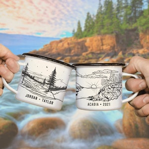 Acadia National Park Camp Mug: Personalized Maine Gift, Beach Camping Coffee Cup (11oz)