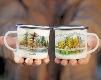 Personalized Camp Mug, Mountain Lake Design, Mother's Day Gift, 11oz