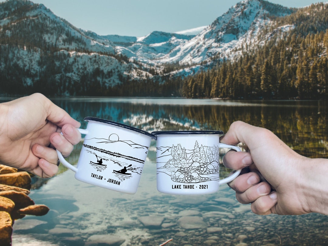 Camp Mug Personalized, Camping Mountain Camp Mug 11oz Camper Van Lake Decor  Coffee Cup - unique Custom name engagement gift for couple, 1x