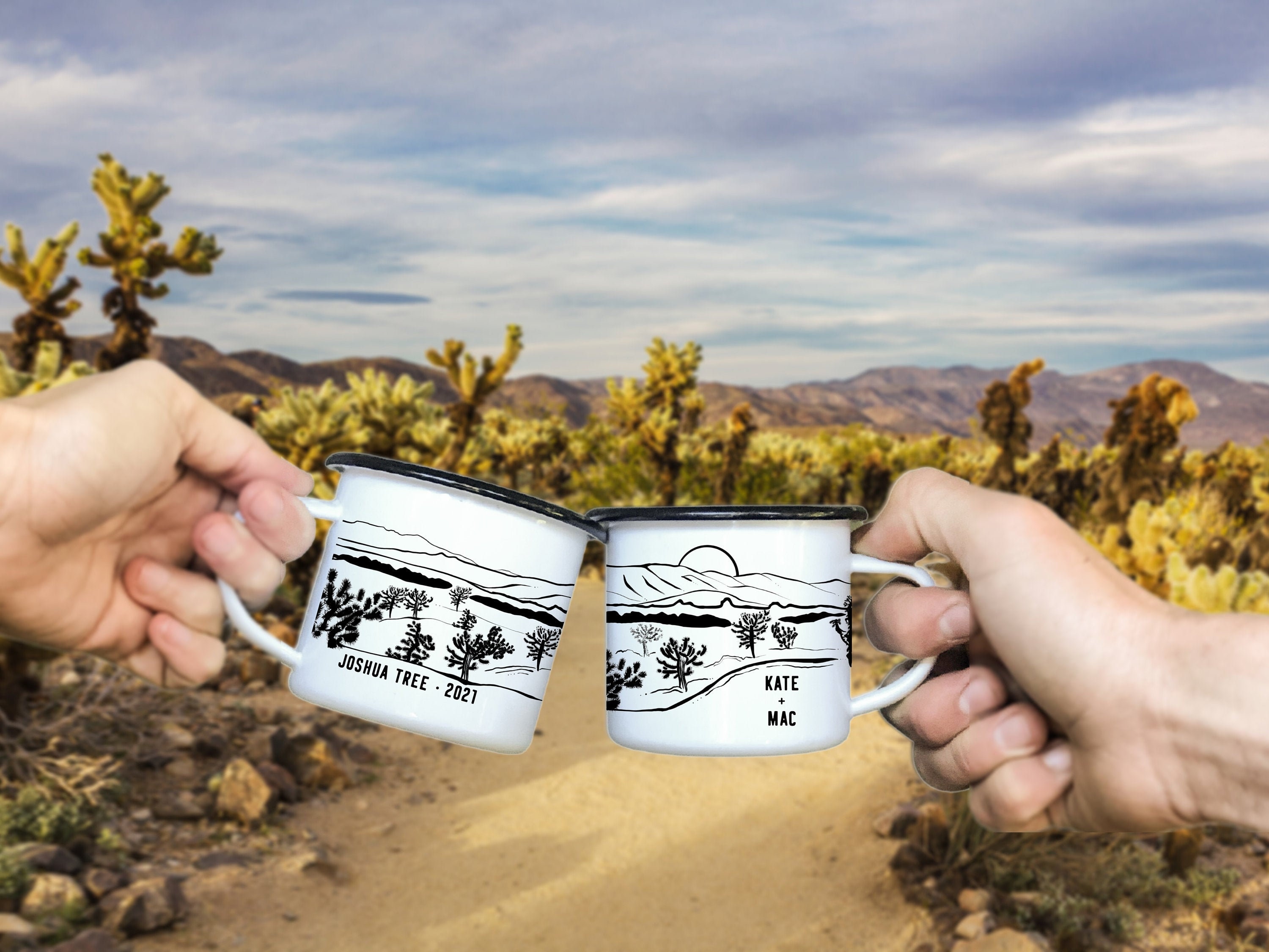 Joshua Tree - Cholla Cactus Garden Landscape | 11 oz compact camp mug…