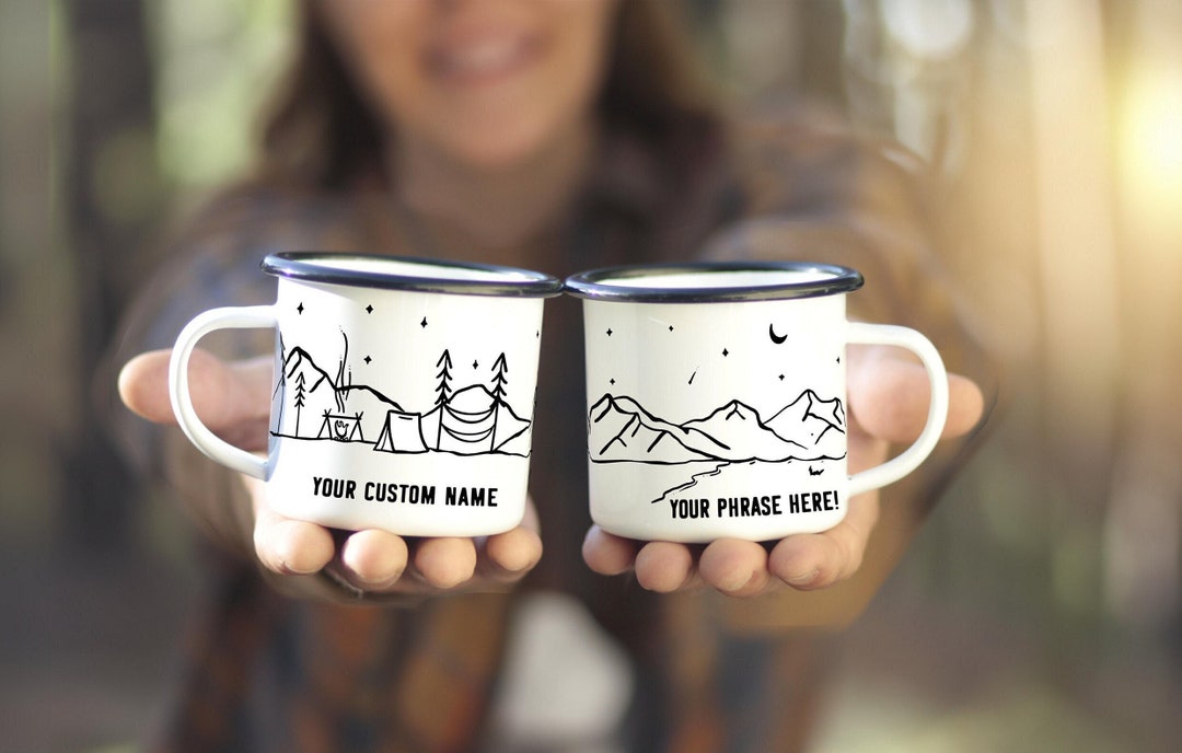 Camp Mug Personalized Custom Couple Mountain Camping Mug 11oz Camper Hiker Van Lake Coffee Cup Unique Tin Anniversary Engagement Gift 1x Etsy