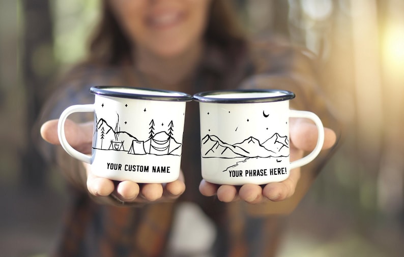 gift camp mug engagement 
 custom personalized wedding gift for fiance camping campfire