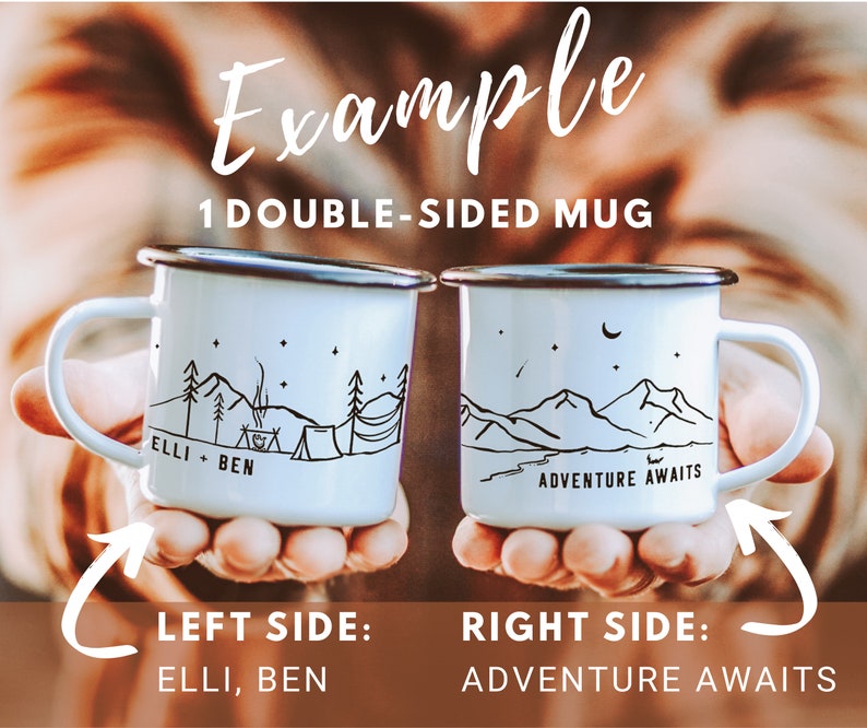 Camp Mug Personalized, Camping Mountain Camp Mug 11oz Camper Hiker Van Lake Coffee Cup unique Custom enamel engagement gift for couple, 1x image 6