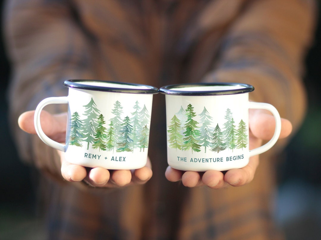 Engagement Gifts Wedding Custom Mug, Personalized Forest Camping Rustic ...