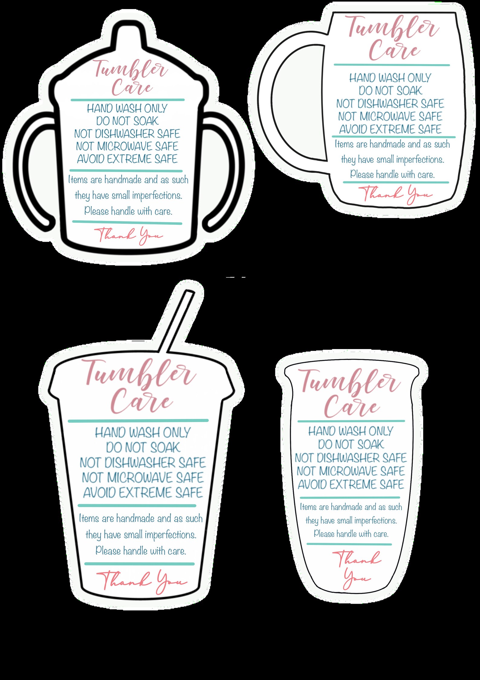Tumbler Care Card Washing Instructions Digital Download Etsy