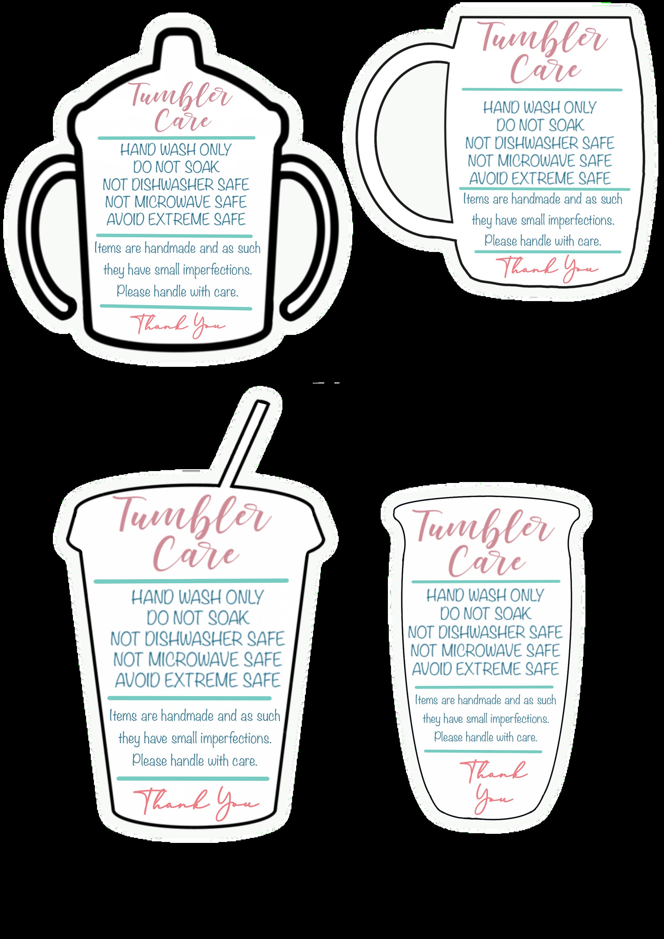 Tumbler Care Card Washing Instructions Digital Download Etsy