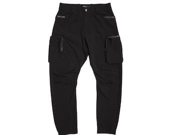 Black Techwear Cargo Pants | Water Resistant, Reflective, Stretchy | C_PANTS_1.0