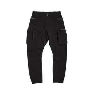 Black Cargo Pants Water Resistant Techwear Gorpcore Streetwear DWR Stretchy Reflective 5 Zipper Pocket Elastic Waist Belt Loop | C_PANTS_1.0
