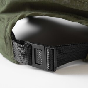 army green cap hat travel hiking commuting running walking techwear gorpcore streetwear water resistant dwr stretchy versal concepts back reflective breathable buckle adjustable soft foldable
