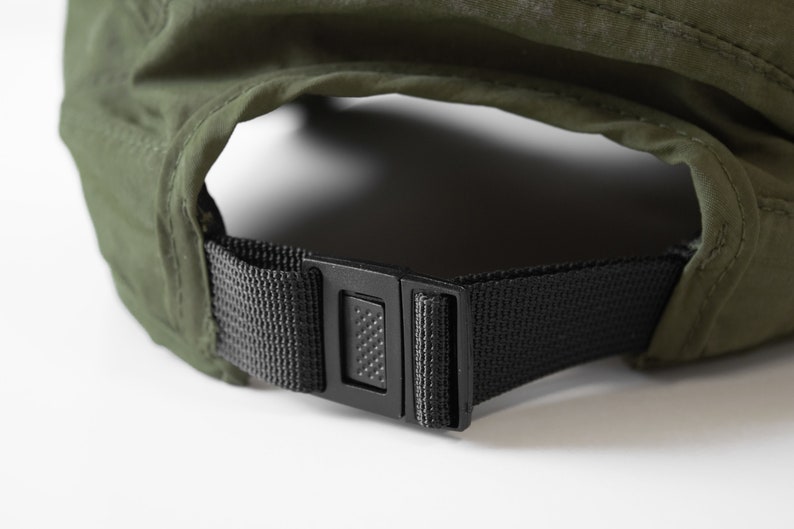 army green cap hat travel hiking commuting running walking techwear gorpcore streetwear water resistant dwr stretchy versal concepts back reflective breathable buckle adjustable soft foldable