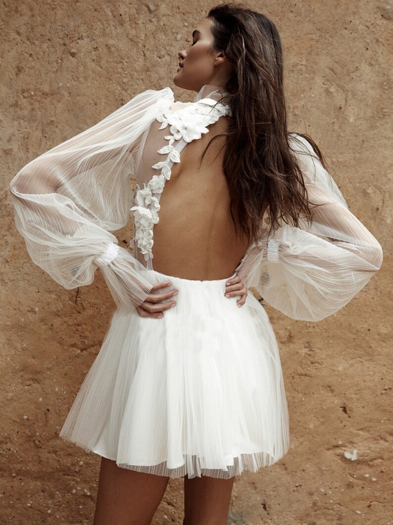 White Mini Wedding Dress Wedding Dressminimalist Wedding Etsy