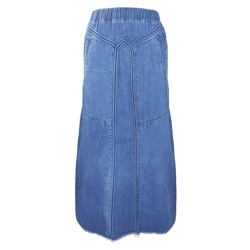 Denim Skirt Maxi Denim Skirt Fashion Trendsdenim Maxi Skirt - Etsy