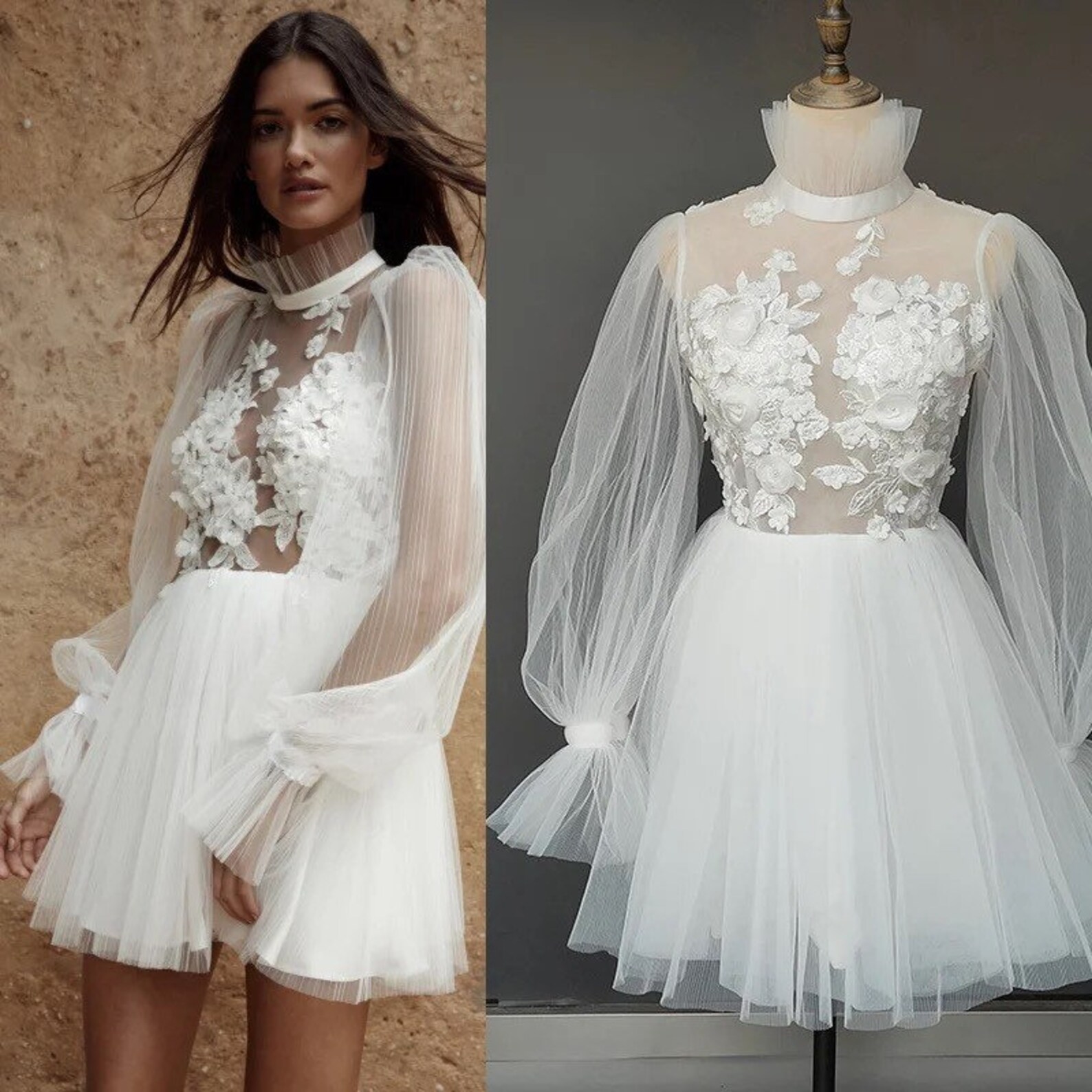 White Mini Wedding Dress Wedding Dressminimalist Wedding Etsy