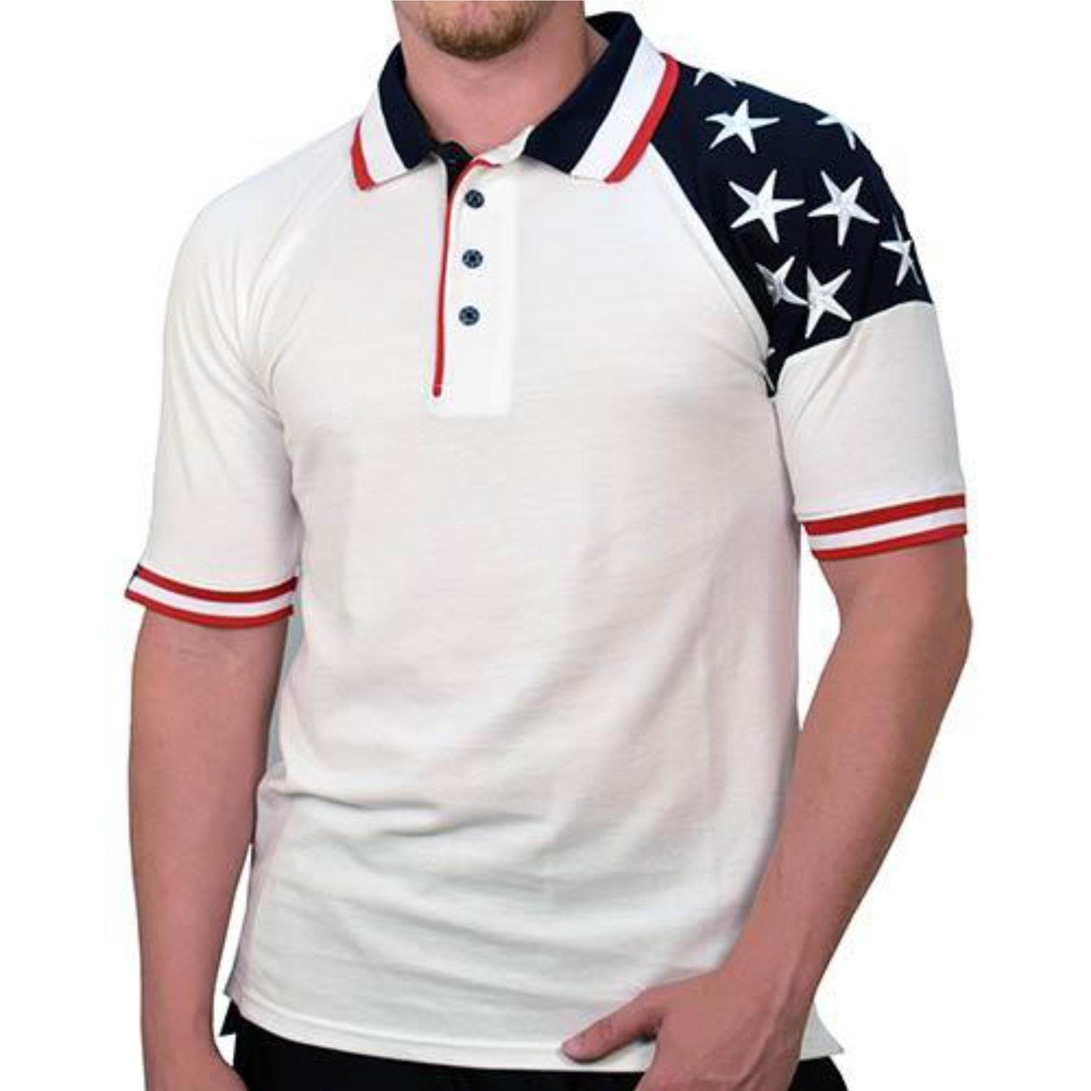 USA Freedom Flag Polo Cotton Pique fabric Poly Cotton Polo | Etsy