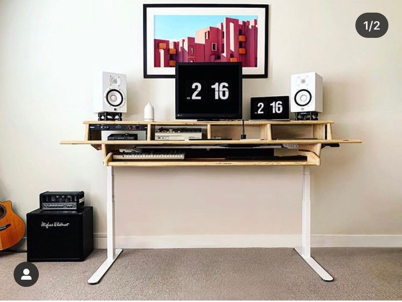 Studio Desktop ONLY Fits Your Existing Sit-Stand Base Customizable Shelf/Racks Adjustable-Height Keyboard Tray Cable Mgmt Tray image 10