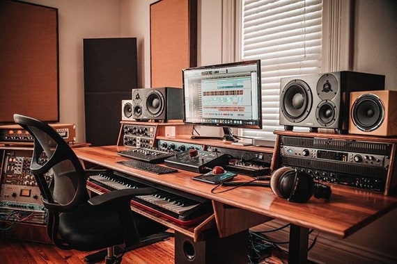 Music Desk, Computer Desk with Keyboard Tray, Studio Desk for