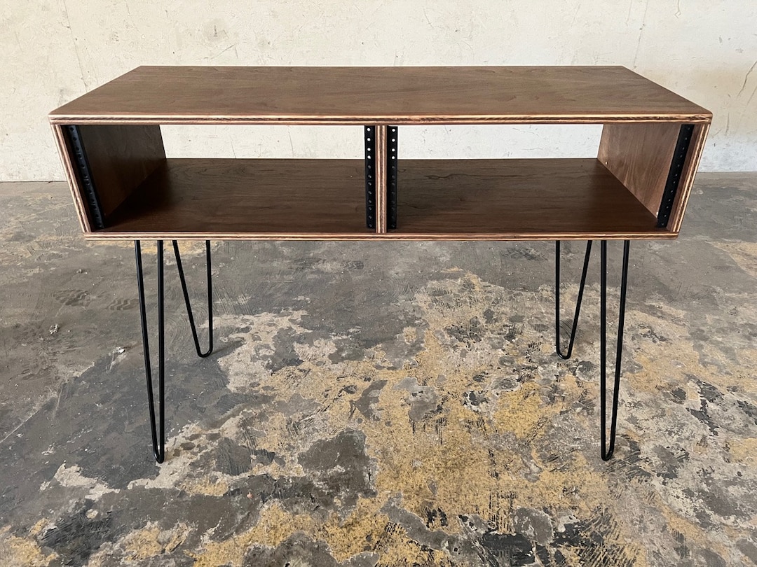 Double/triple 2-8U Audio Rack Side Table | Hairpin Legs | Music Studio ...