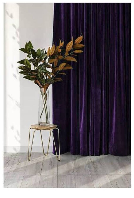 Velvet Lined Purple Curtain 42 X 84 Inches 1 Panel Grommet Eyelet