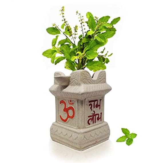 Ceramic Tulsi Pot Tulsi Planter Pot 6 Inch With Diya Holder