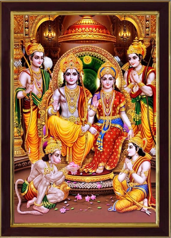 Shri Ram Darbar Sparkle Coated Framed Home Decorative Gift Etsy India