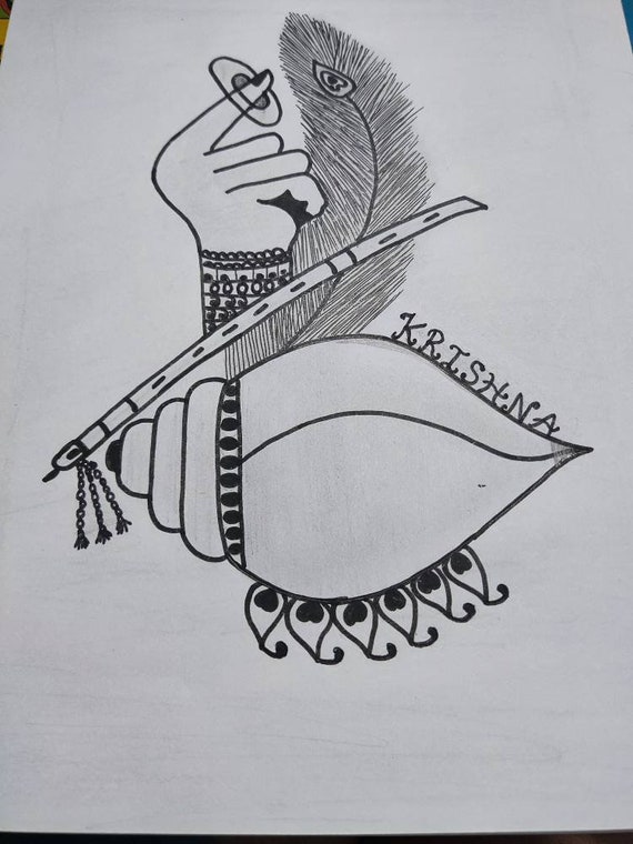 Krishna drawing, Drawing images, Lord krishna sketch