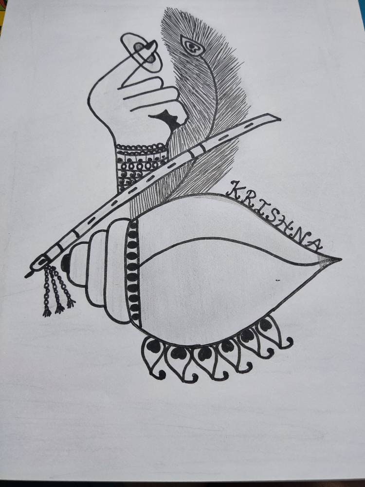 Lord Krishna Theme Drawing - Drawing Idea For Janmashtami