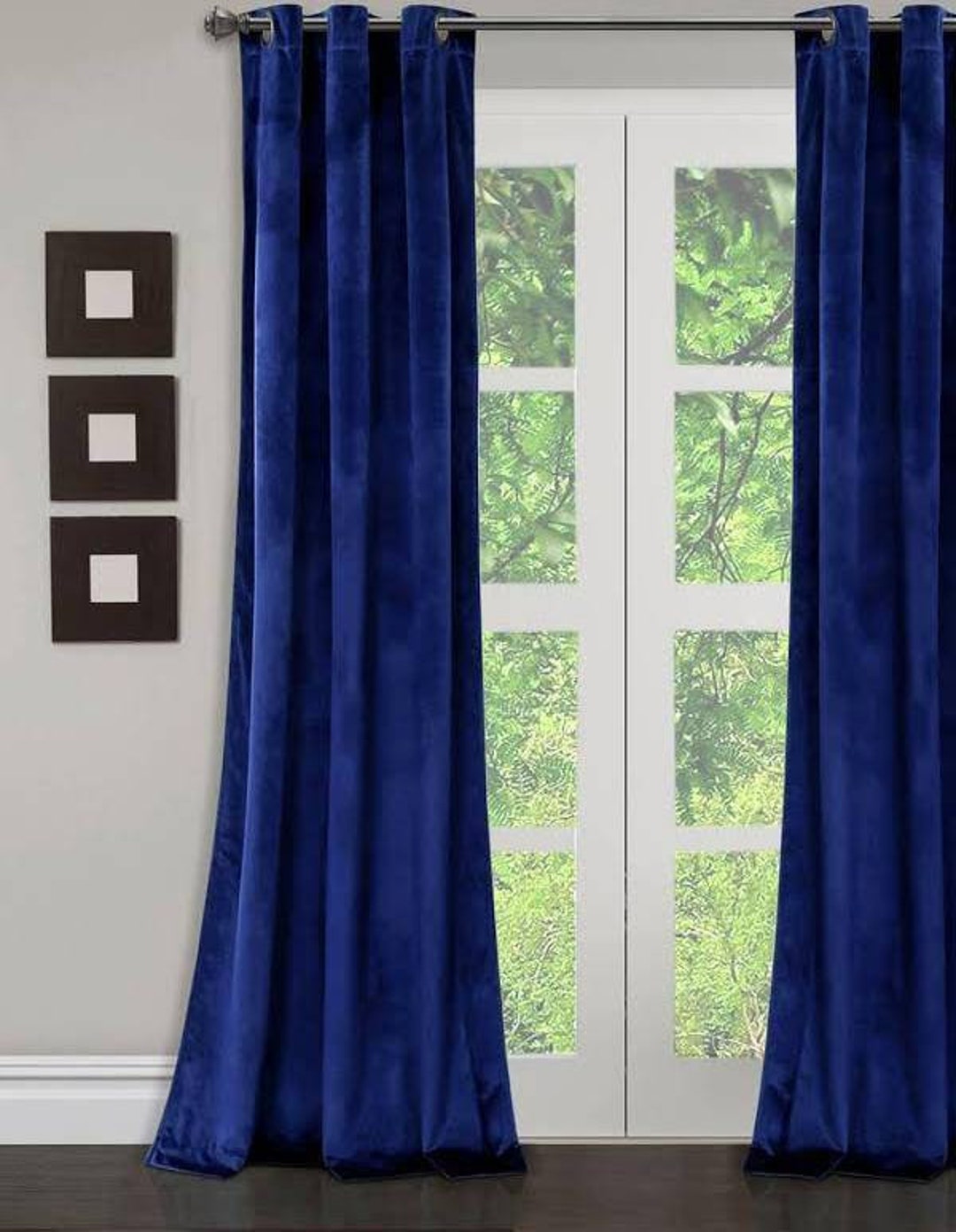 Velvet Lined Royal Blue Curtain 42 X 84 Inches 1 Panel Grommet Eyelet  Curtain Panel for Bedroom Living Room Home Decor Curtains 