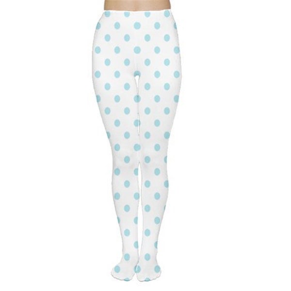 White x Teal Polka Dot Fairy Kei Tights - MADE TO ORDER