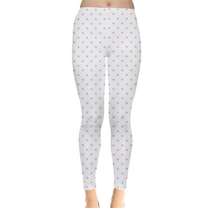 Polka Dot White x Pinky-Lavender Fairy Kei Leggings MADE TO ORDER Tiny Dot