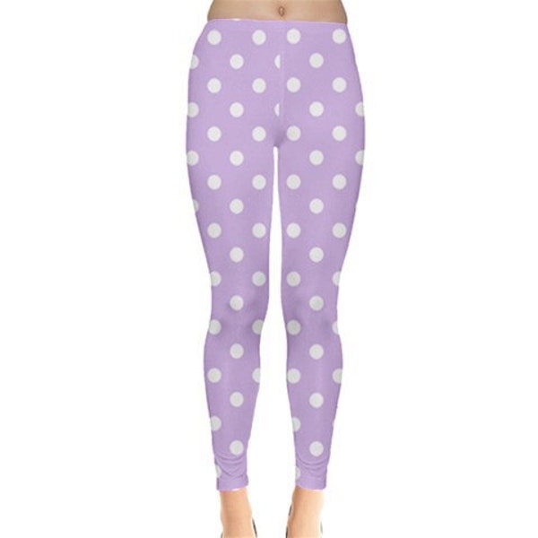 Pinky-Lavender x White Polka Dot Fairy Kei Leggings - MADE TO ORDER